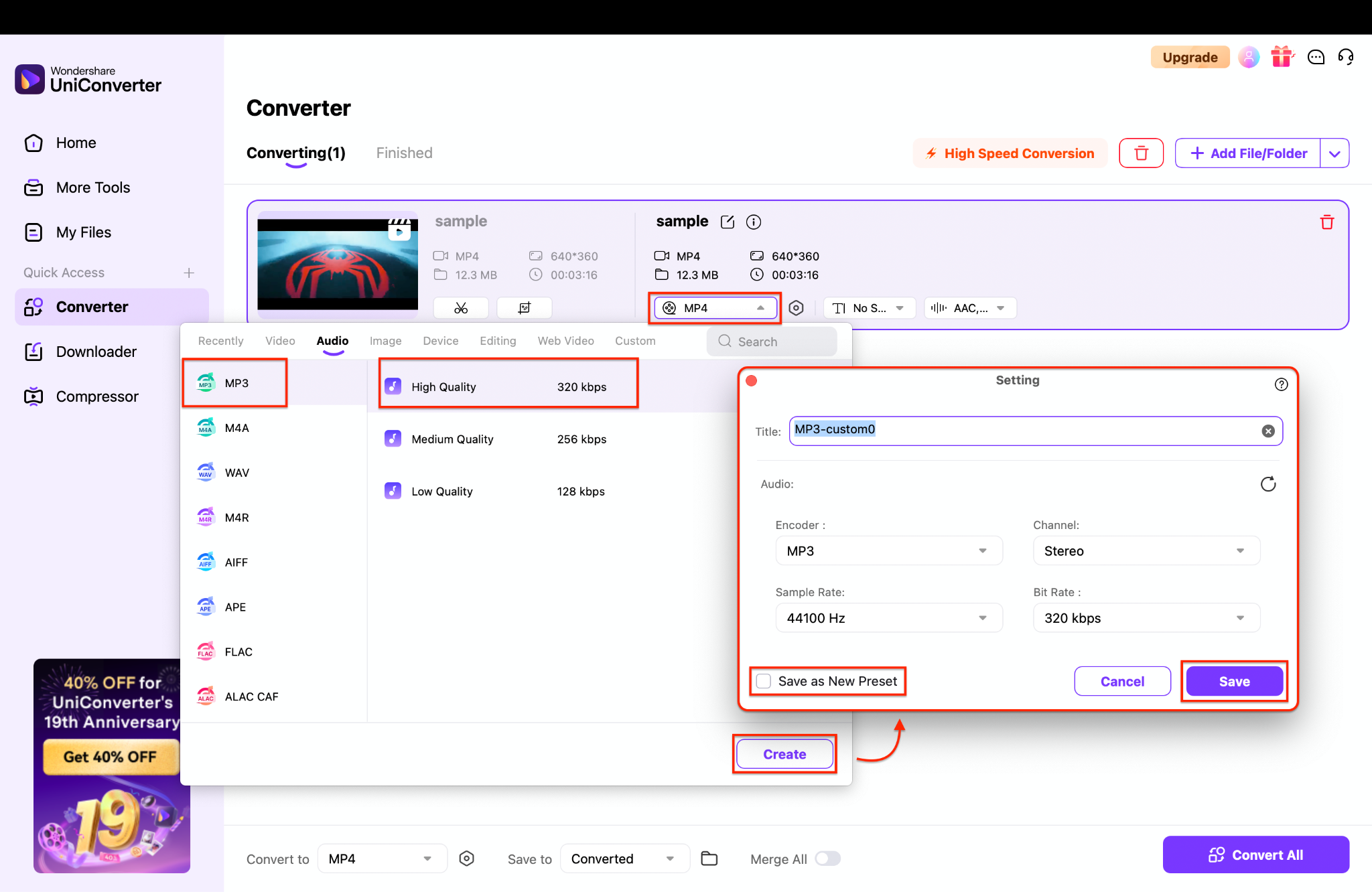 choose the correct format & settings